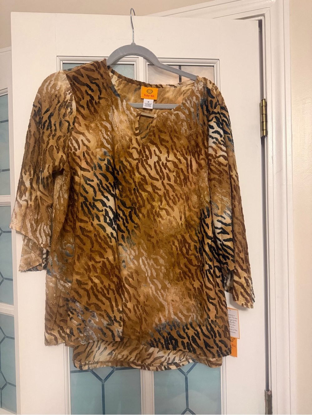 Ruby Rd. Animal-Print Sheer Tunic - Brown & Black